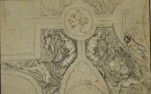 Diseño para el marco decorativo del techo del Camerino Farnese